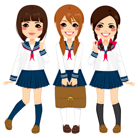 Japanisches Schulmädchen Und Ihr Freund Japanisches Schulmädchen Und Ihr Freund